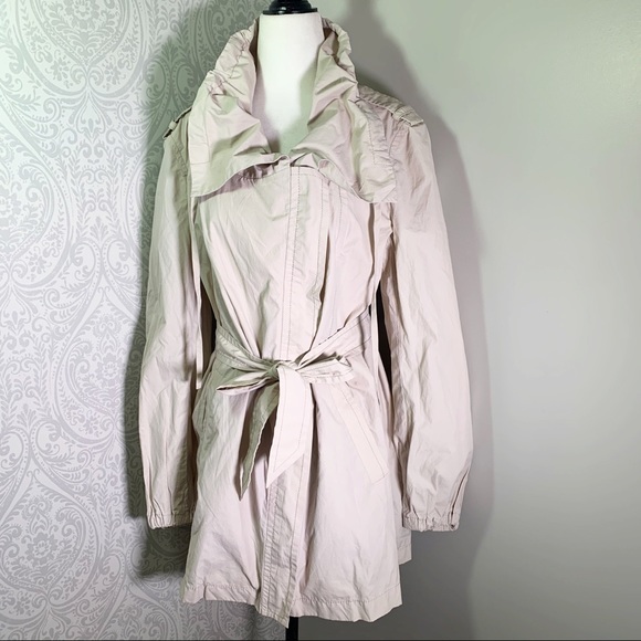 Ann Taylor front zip, cowl collar trench.